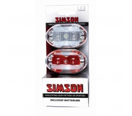 Simson Batteriij Led Set  Voor En Achter Wit/rood, Inclusief Batterij