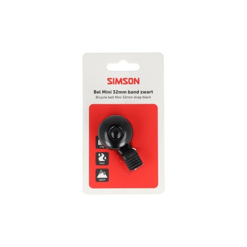 Simson Bel Mini 32mm Flex-band Bevestiging Zwart Simson Bel Mini 32mm Flex-band Bevestiging Zwart